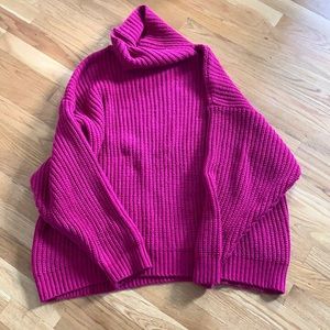 Free People Pink Cowl Neck Sweater